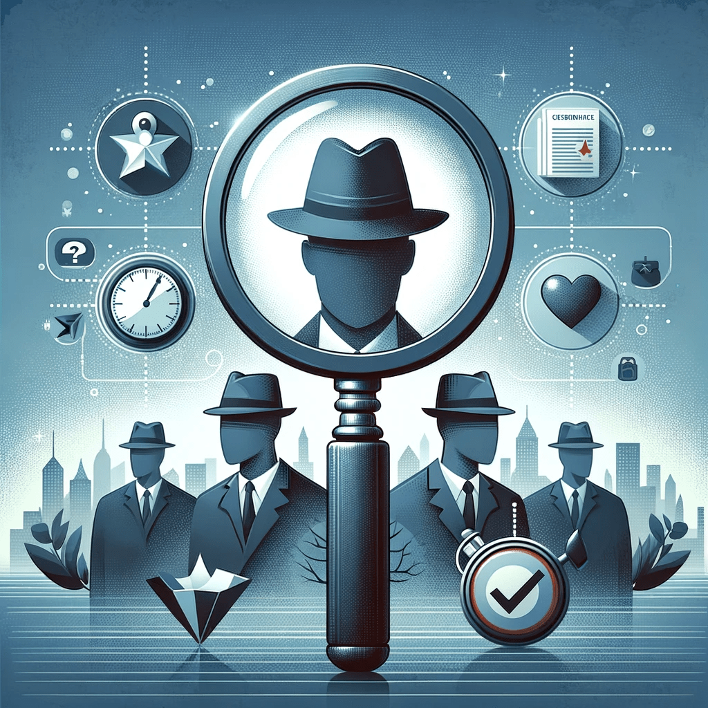 sleuth viewing through magnifying glass